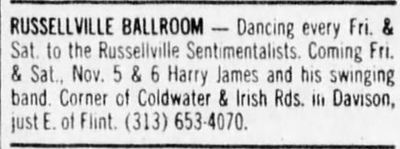 Russellville Ballroom - Oct 1976 Ad (newer photo)